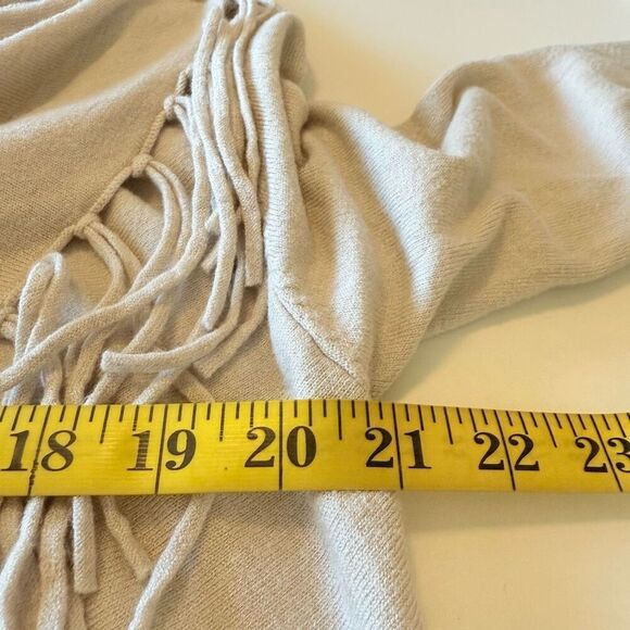 NEW Lovestitch Ecru Drape Neck Fringed Wrap Sweater Sz L Boho, Classic NWT - Picture 7 of 13